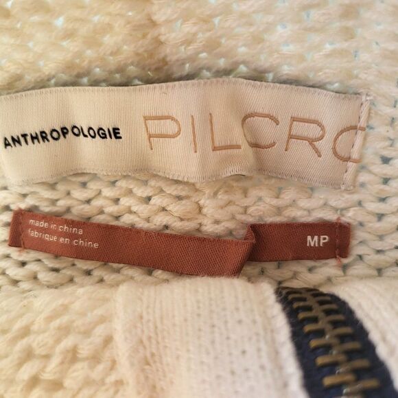 Anthropologie Pilcro Sweater Cardigan Winnie Long Dolman Sleeve Zip-Up‎ Cream MP - Picture 9 of 11